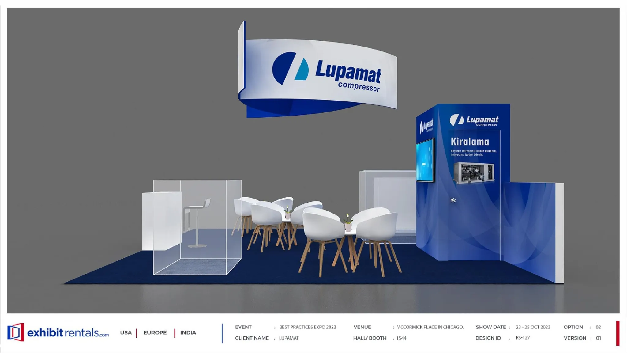 40x40 Peninsula booth design by Exhibit-Rentals